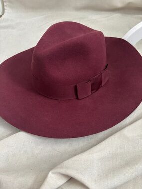 Brixton Wide Brim Fedora Hat - Wine